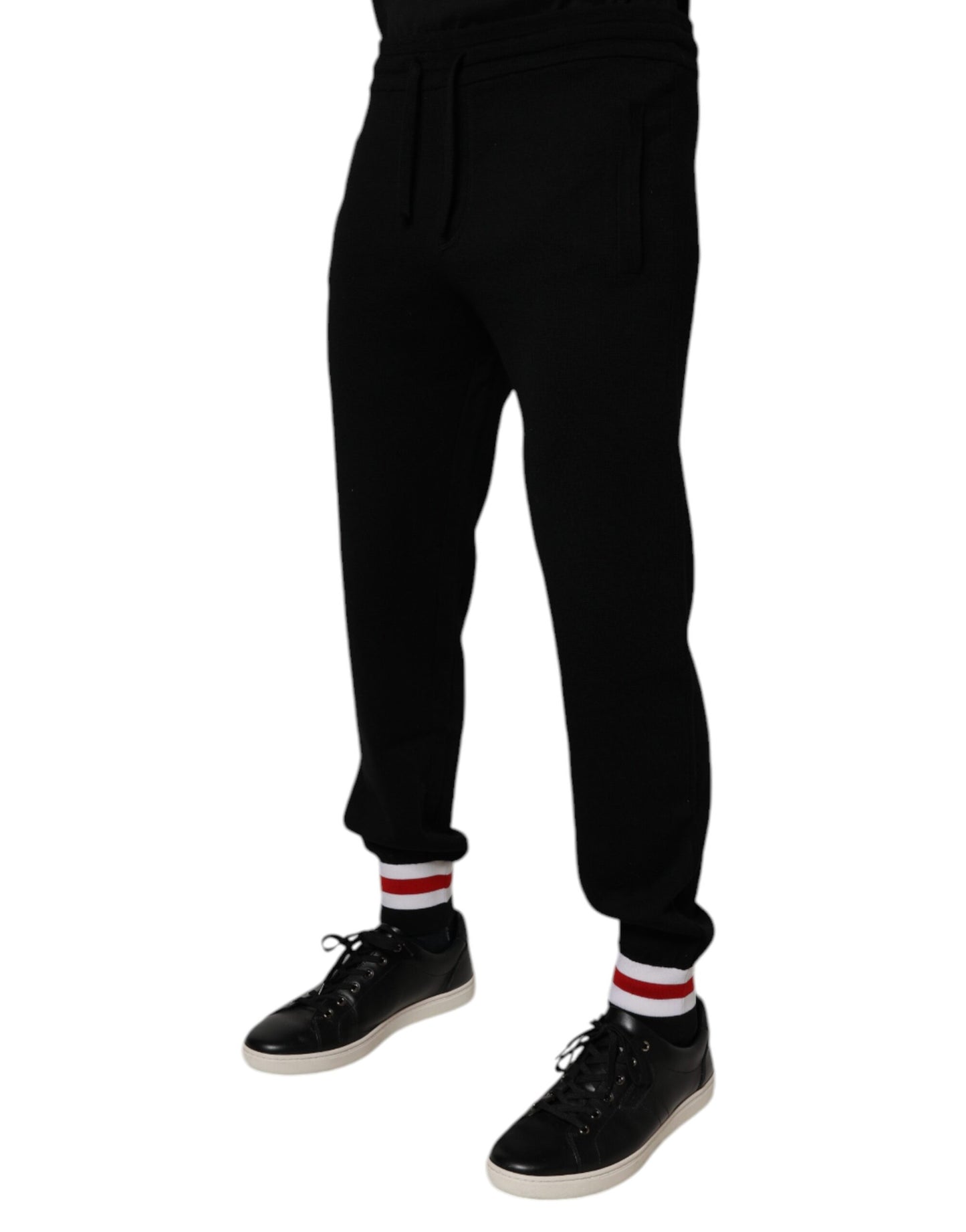Pantalones deportivos negros de lana de cintura media