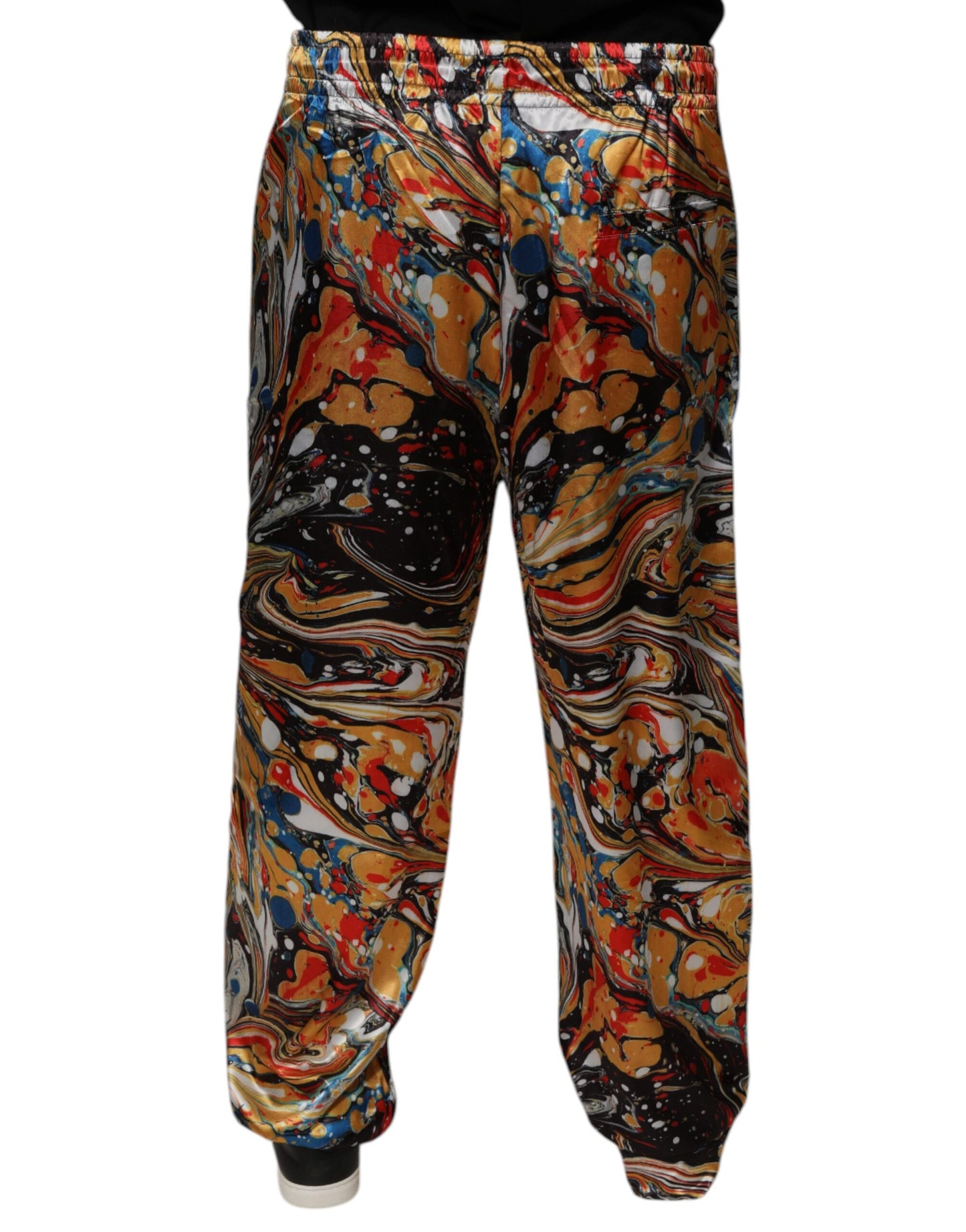 Pantalones deportivos de satén de mármol multicolor para hombre