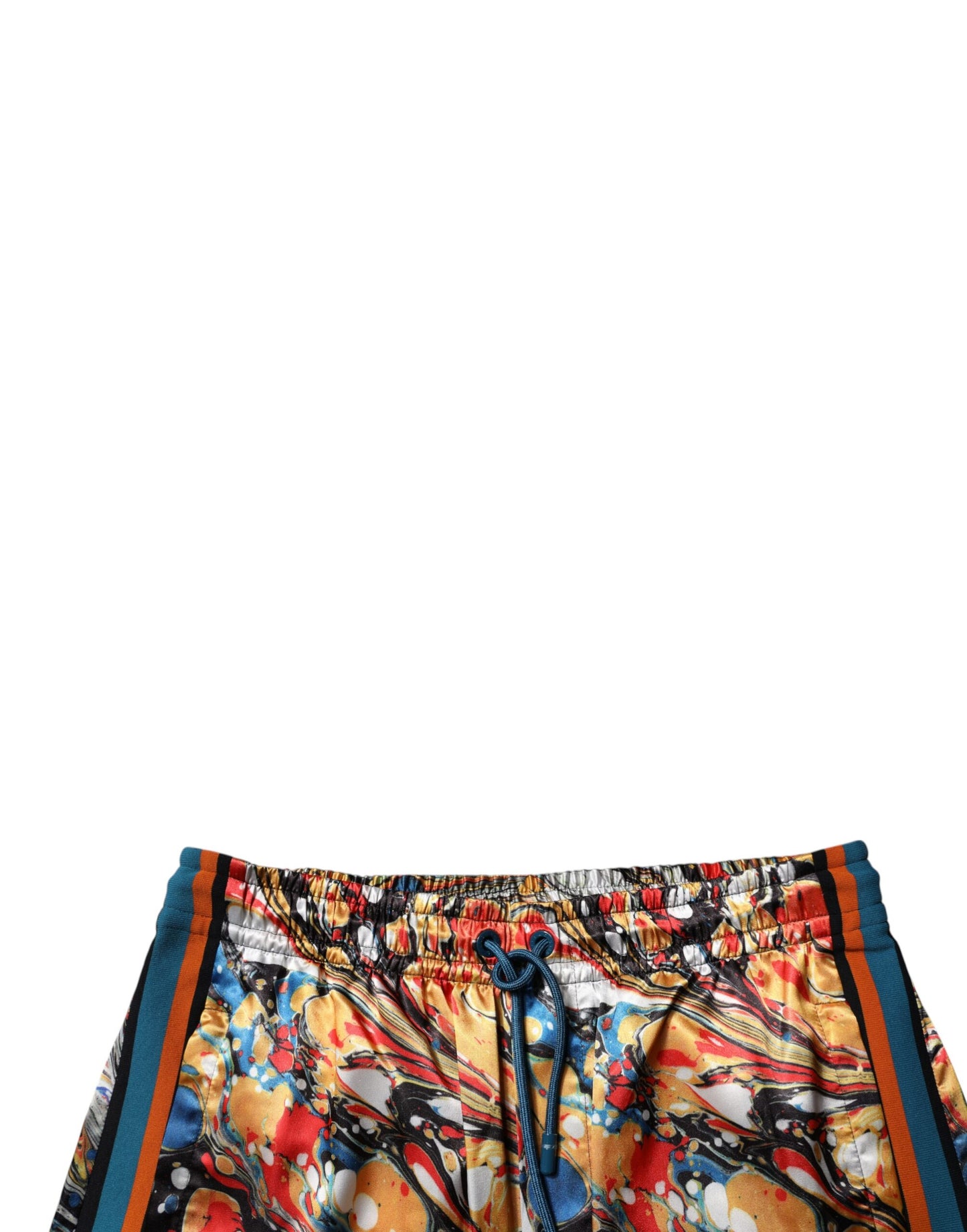 Pantalones deportivos de satén de mármol multicolor para hombre