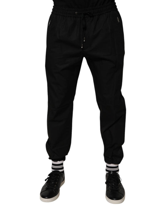 Pantalones deportivos negros de algodón para hombre