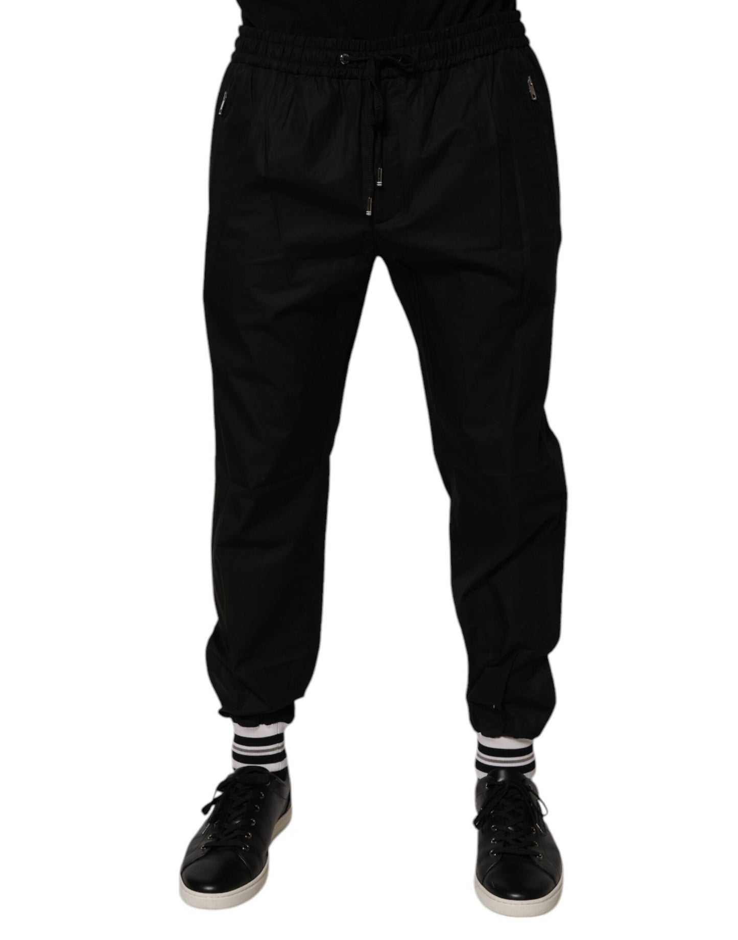 Pantalones deportivos negros de algodón para hombre