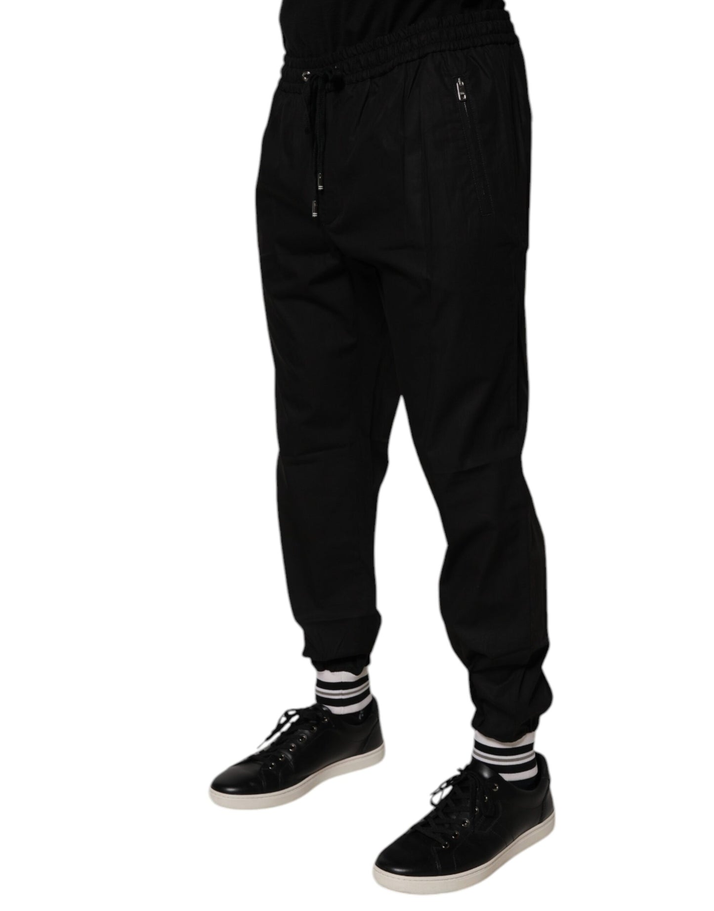 Pantalones deportivos negros de algodón para hombre
