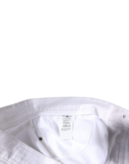 Vaqueros ajustados de algodón elástico blanco para hombre