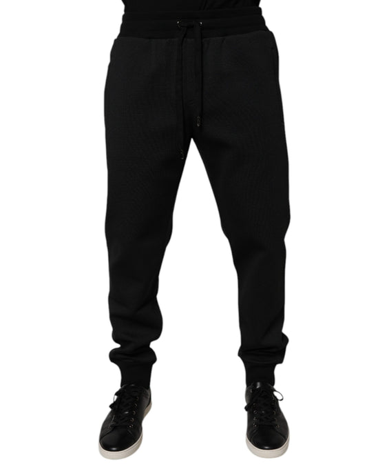 Pantalones deportivos negros de poliéster para hombre
