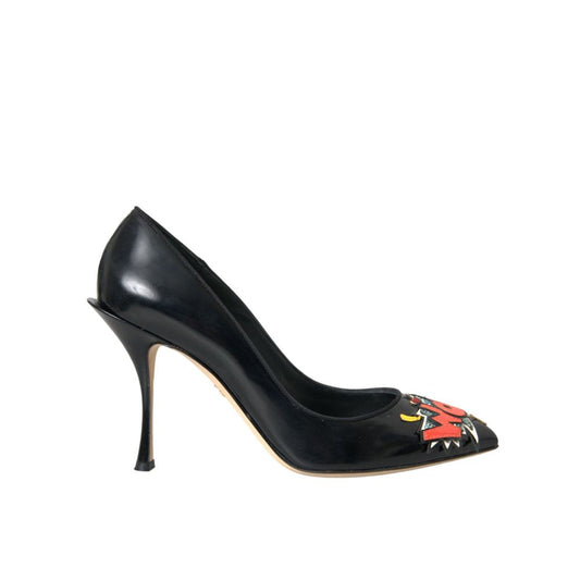 Zapatos de tacón de cuero negro