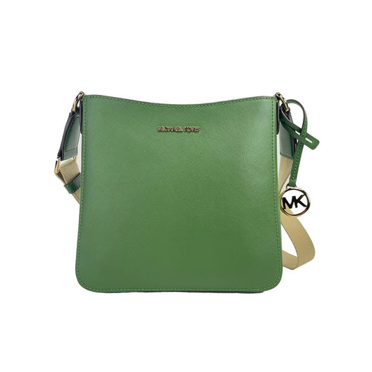 Bolso bandolera de piel saffiano verde