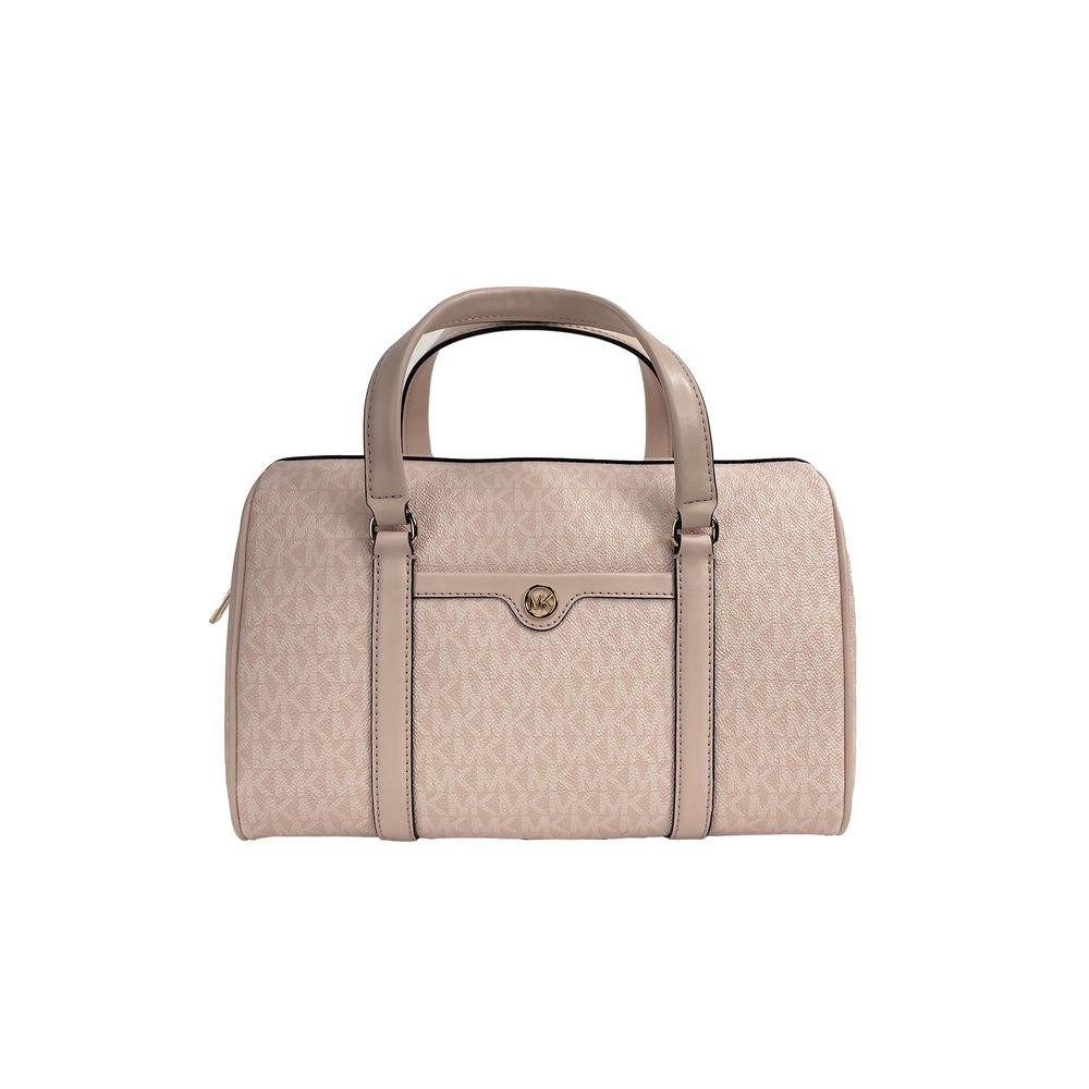 Bolso de hombro de PVC rosa y piel lisa