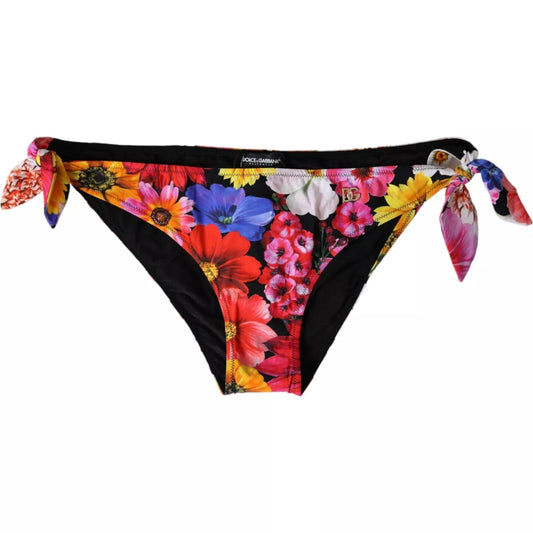 Traje de baño de bikini con estampado floral negro