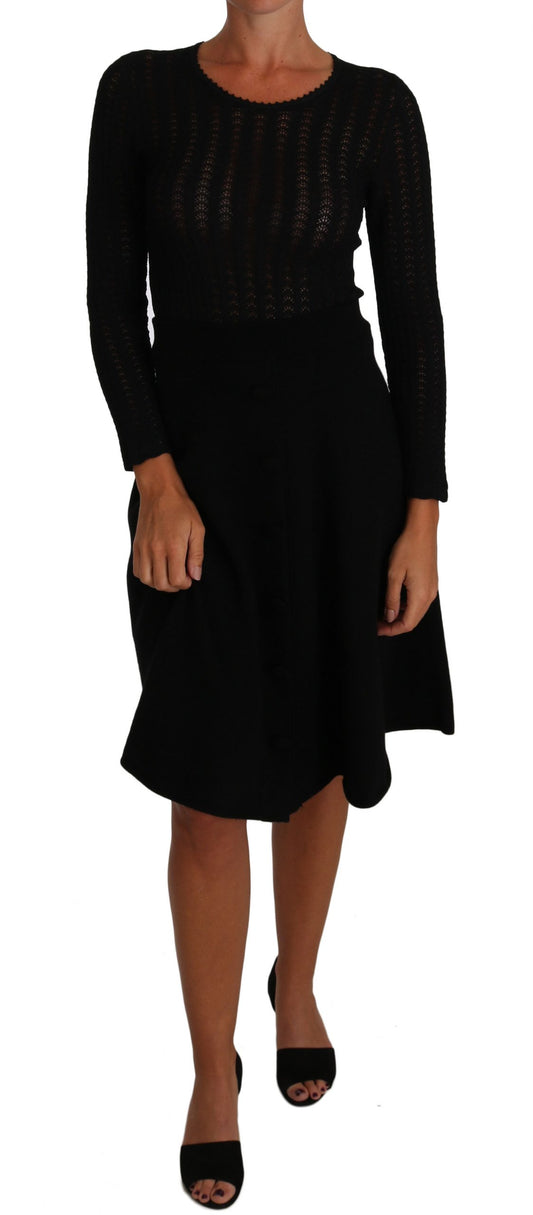 Elegante vestido tubo de punto negro
