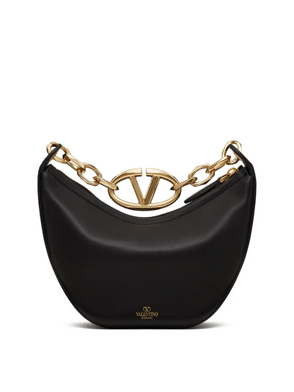 Bolso de hombro mini Hobo Vlogo de cuero negro