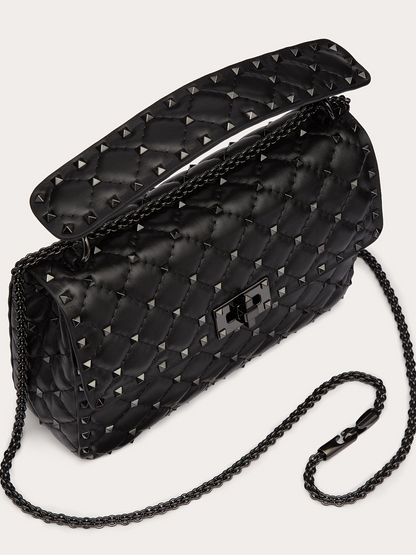 Bolso Rockstudt Spike mediano de piel napa negra