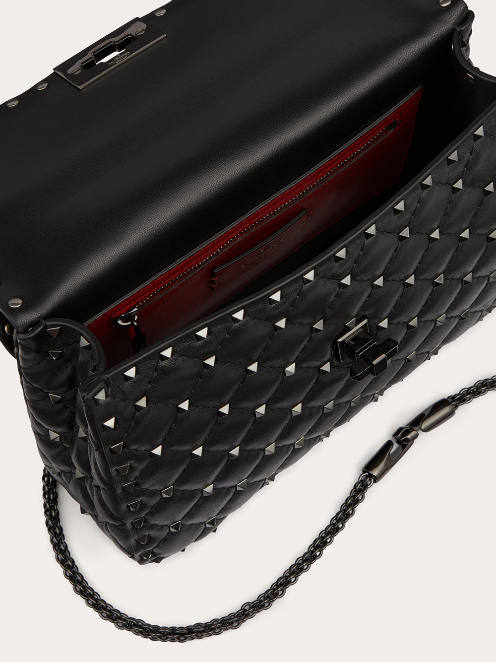 Bolso Rockstudt Spike mediano de piel napa negra