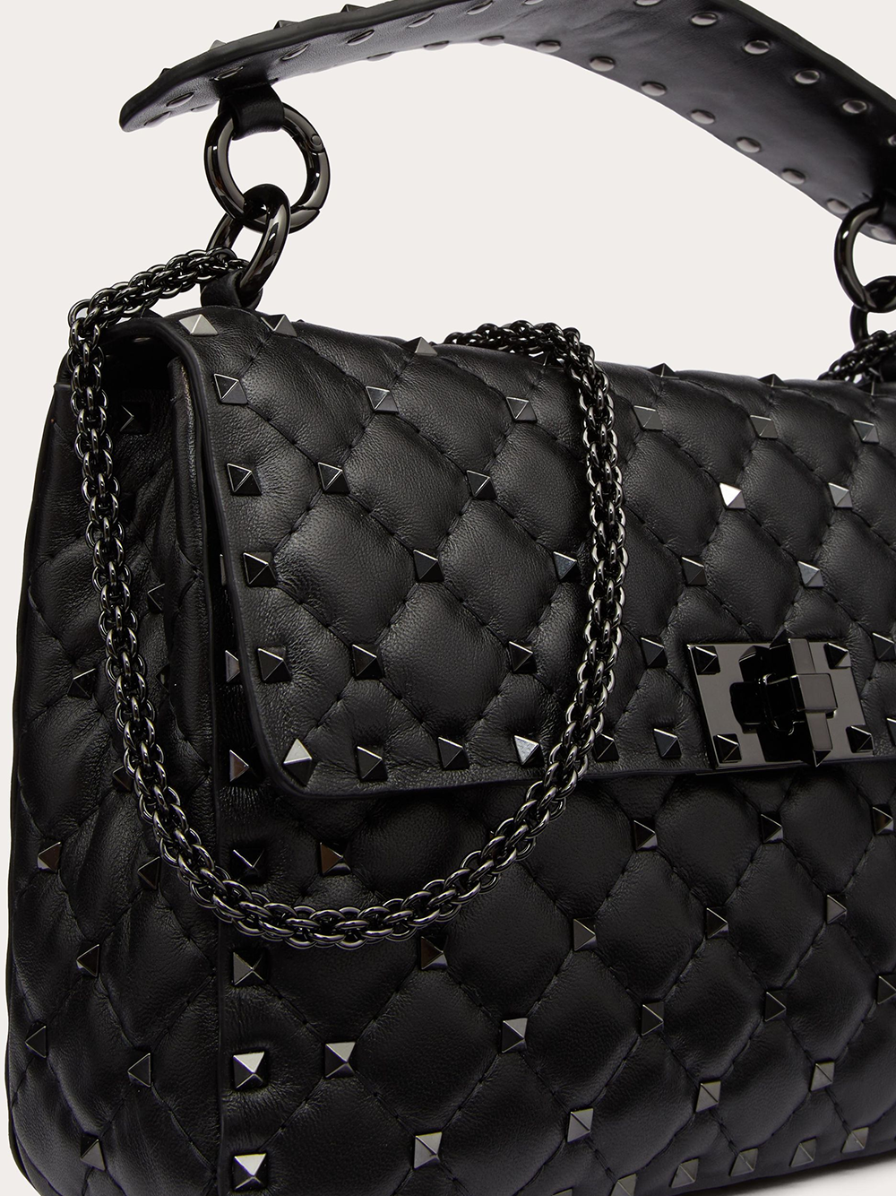Bolso Rockstudt Spike mediano de piel napa negra