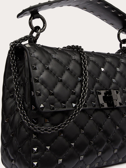 Bolso Rockstudt Spike mediano de piel napa negra
