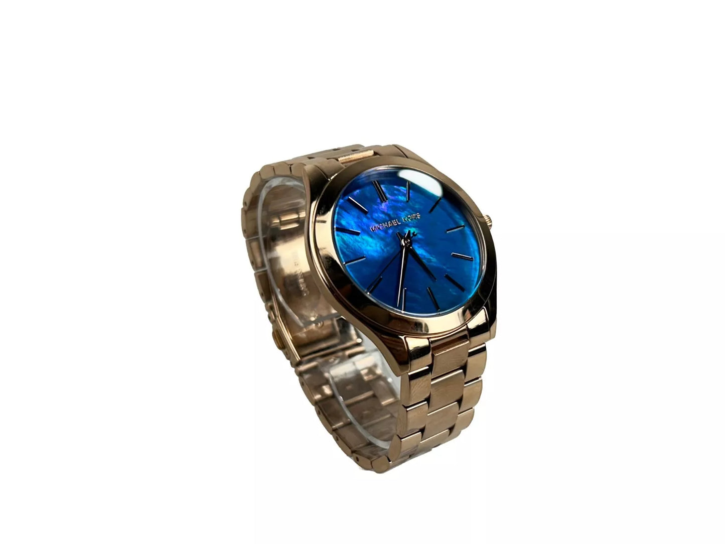 Reloj Slim Runway de acero inoxidable MK3494 azul océano dorado