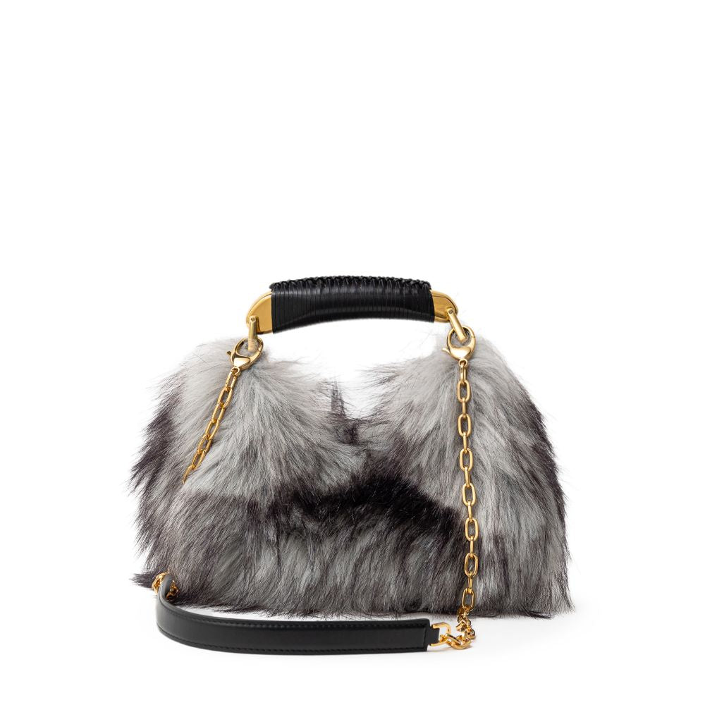 Bolso de mano de cuero gris