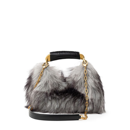 Bolso de mano de cuero gris