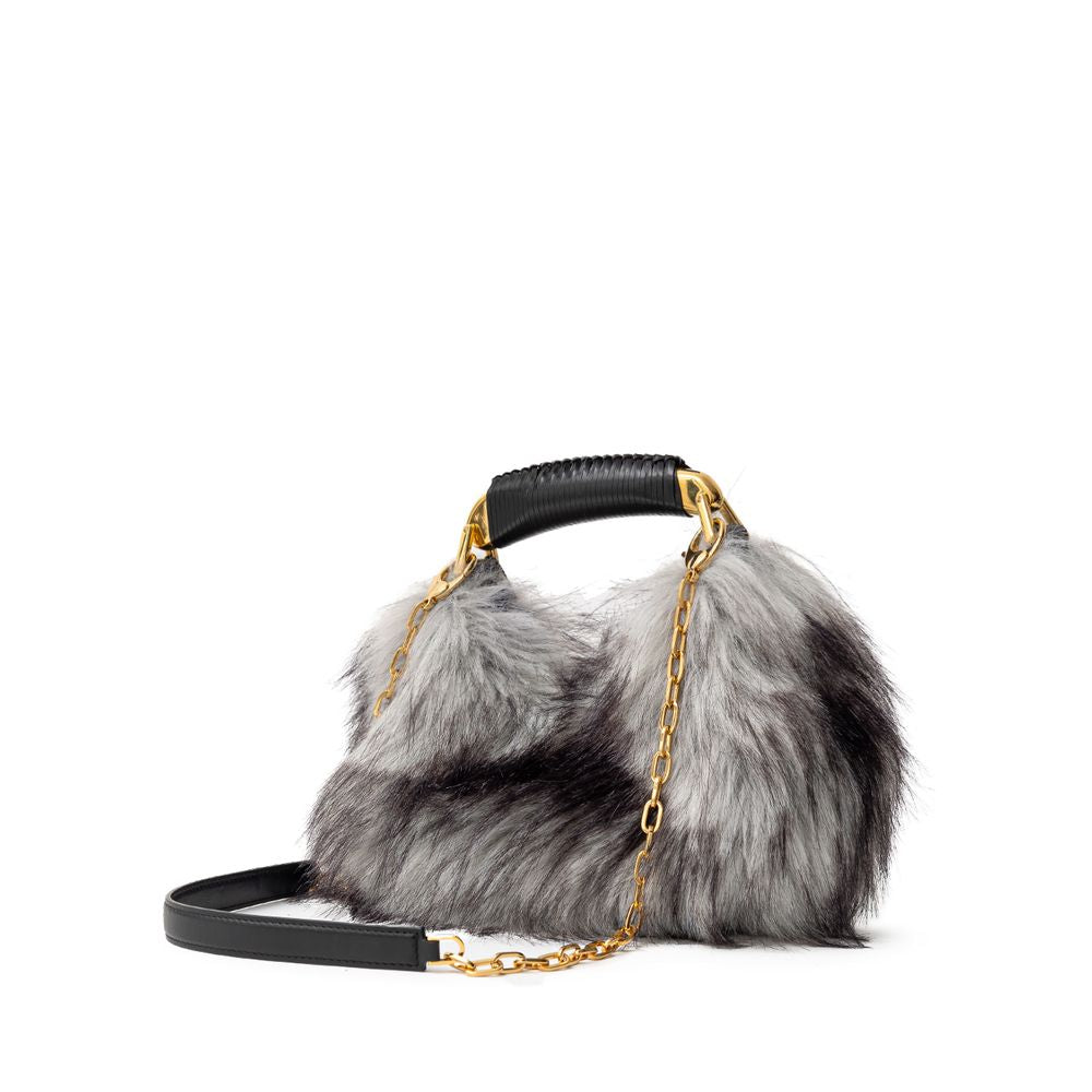 Bolso de mano de cuero gris