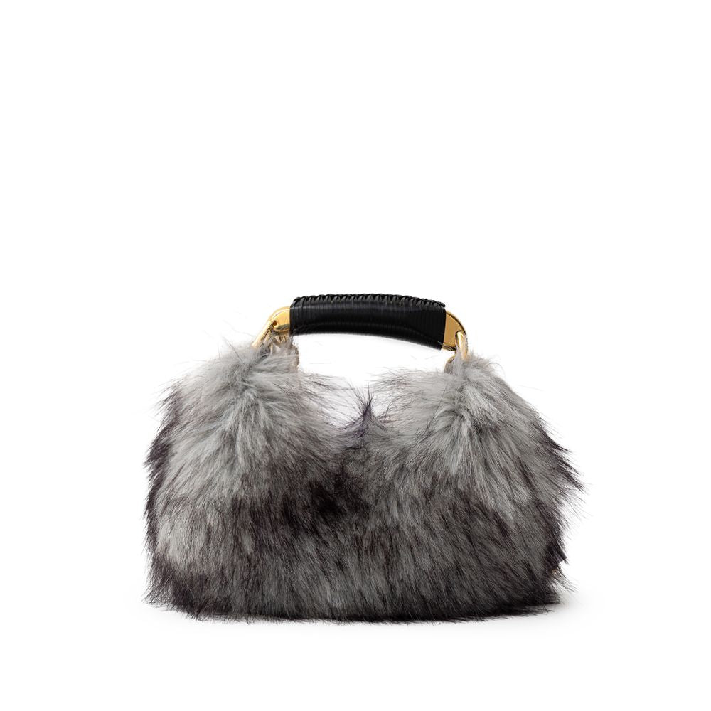 Bolso de mano de cuero gris