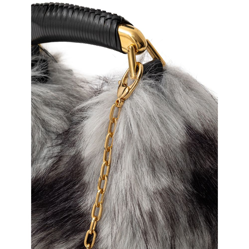 Bolso de mano de cuero gris