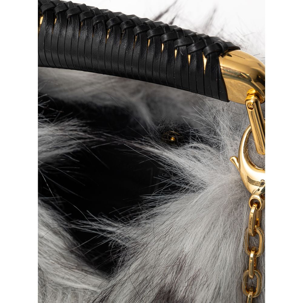 Bolso de mano de cuero gris