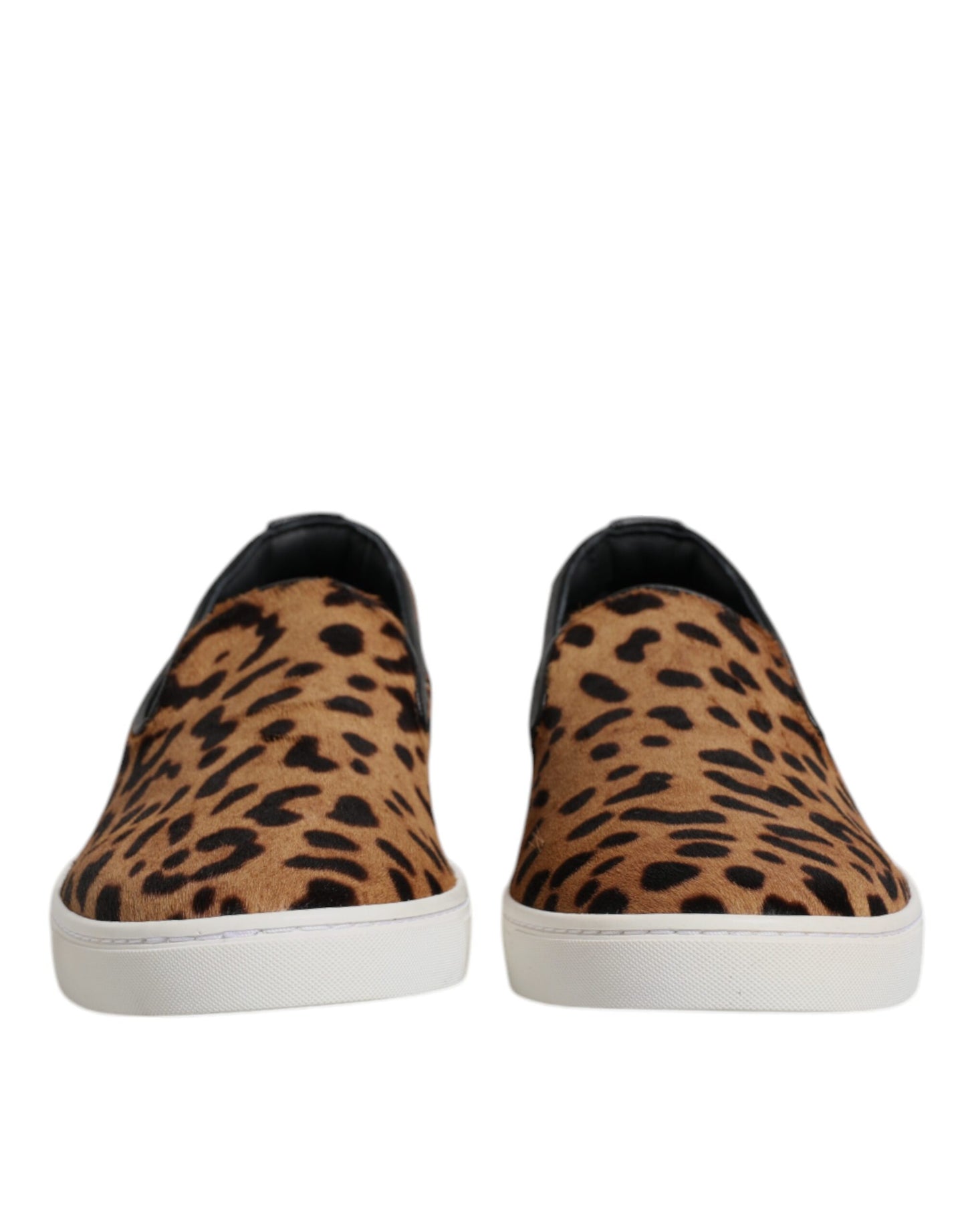Zapatillas deportivas de piel de becerro marrón con estampado de leopardo