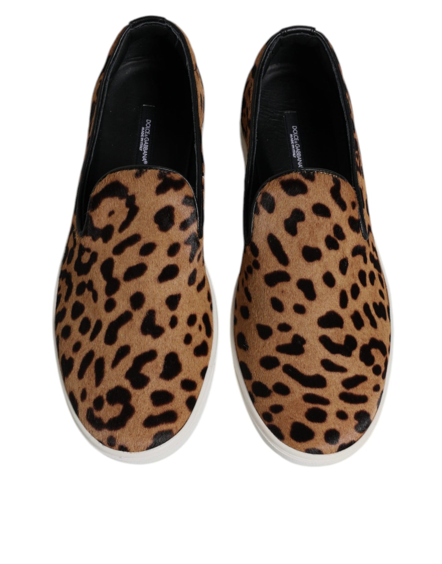 Zapatillas deportivas de piel de becerro marrón con estampado de leopardo