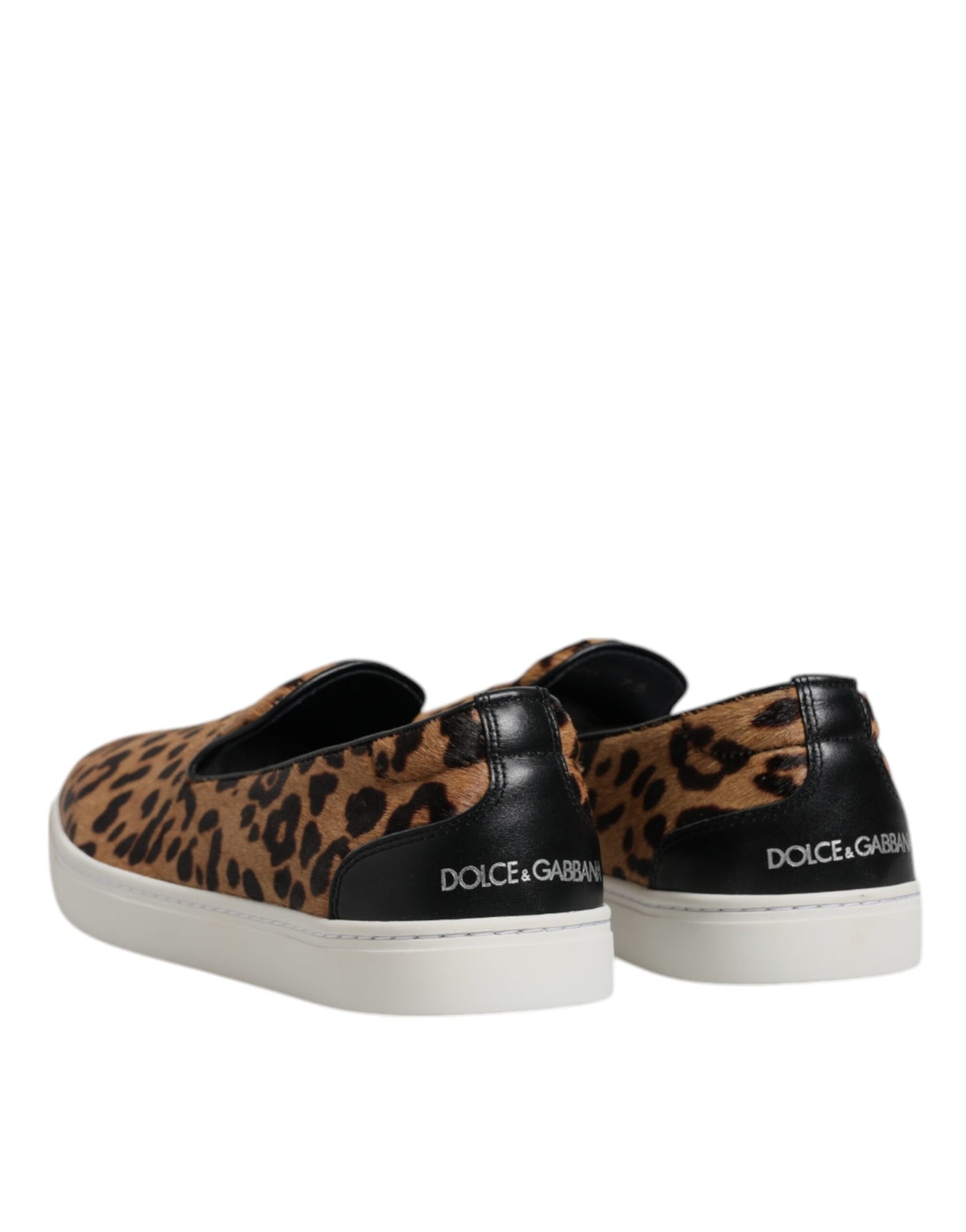 Zapatillas deportivas de piel de becerro marrón con estampado de leopardo