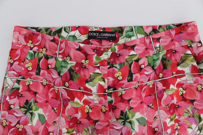 Pantalones capri de seda con estampado floral multicolor