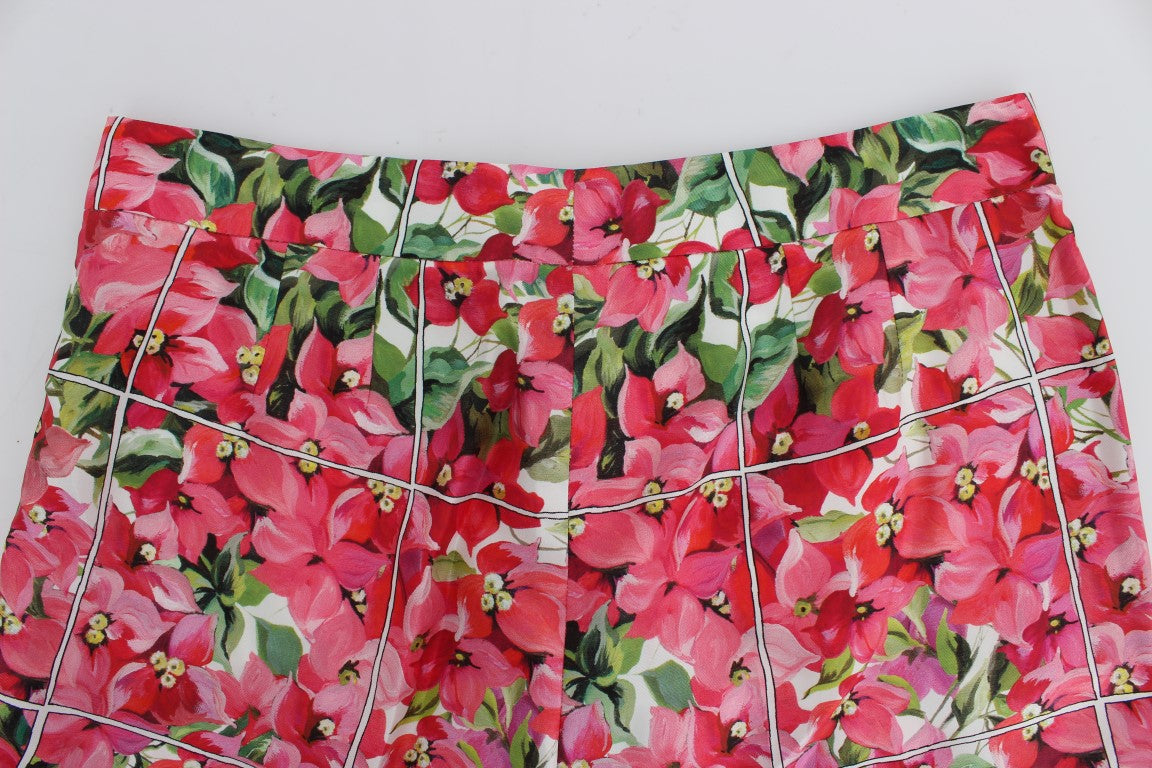 Pantalones capri de seda con estampado floral multicolor