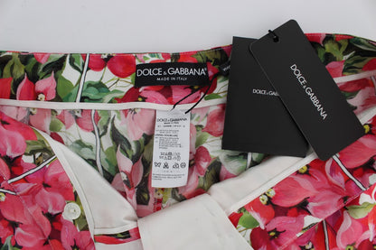 Pantalones capri de seda con estampado floral multicolor