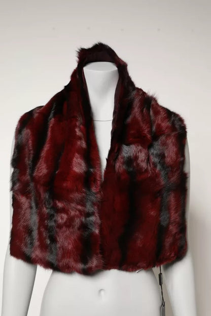 Bufanda tipo chal de piel con rayas rojas y negras