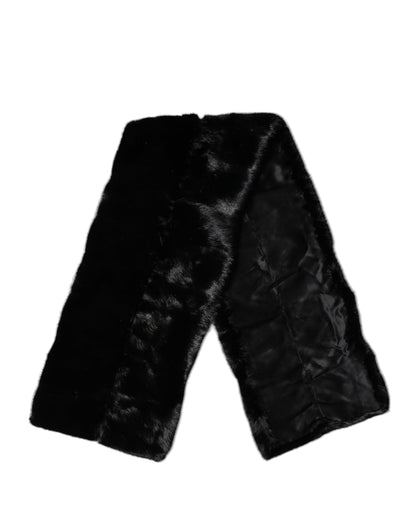 Bufanda de cuello tipo chal de piel negra