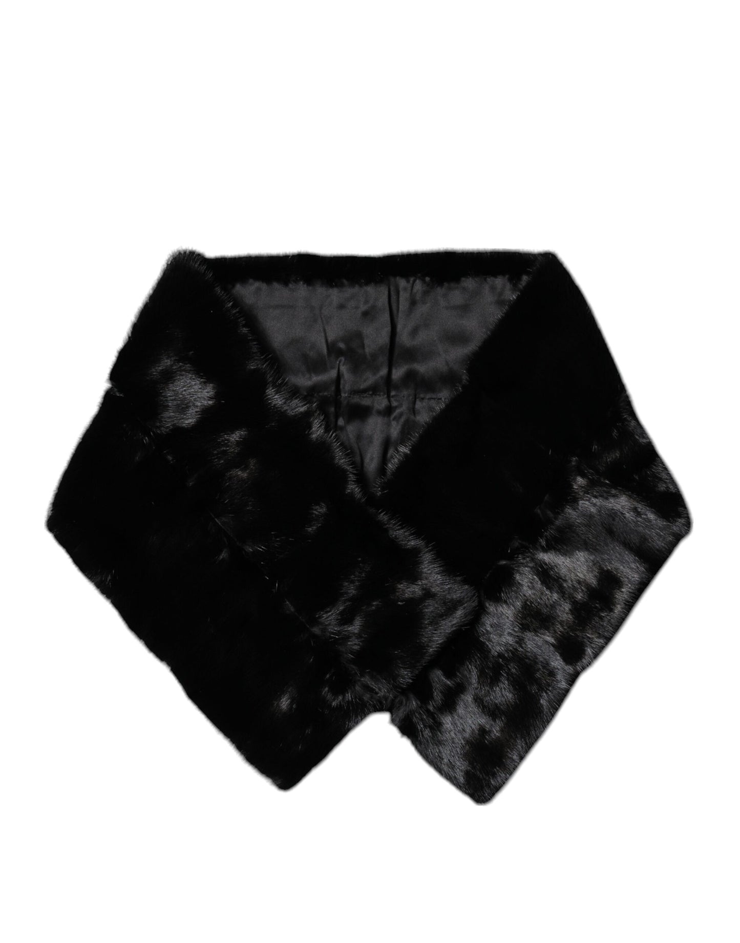 Bufanda de cuello tipo chal de piel negra