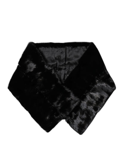 Bufanda de cuello tipo chal de piel negra