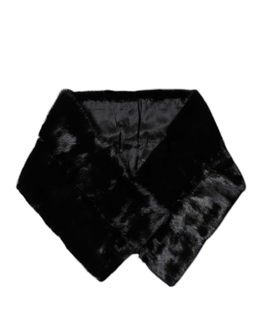 Bufanda de cuello tipo chal de piel negra
