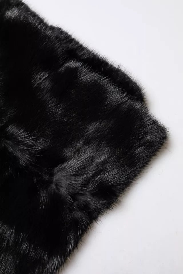 Bufanda de cuello tipo chal de piel negra