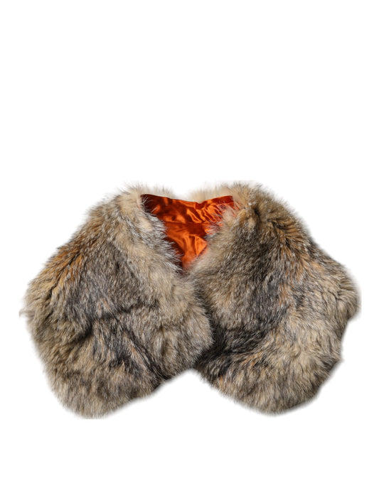 Bufanda de piel marrón con cuello de hombro