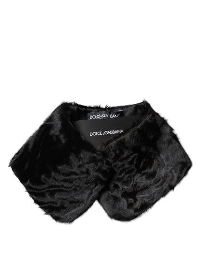 Bufanda de cuello para mujer con cuello de piel de cordero negra
