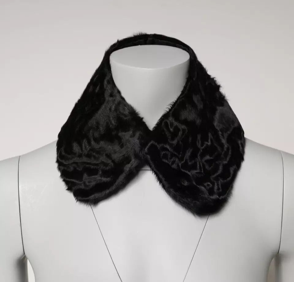 Bufanda de cuello para mujer con cuello de piel de cordero negra