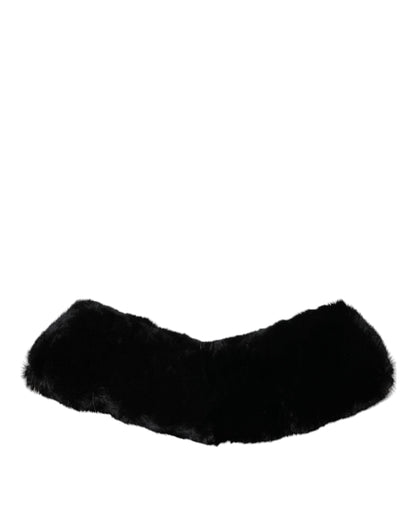 Bufanda de cuello para mujer con cuello de piel de cordero negra