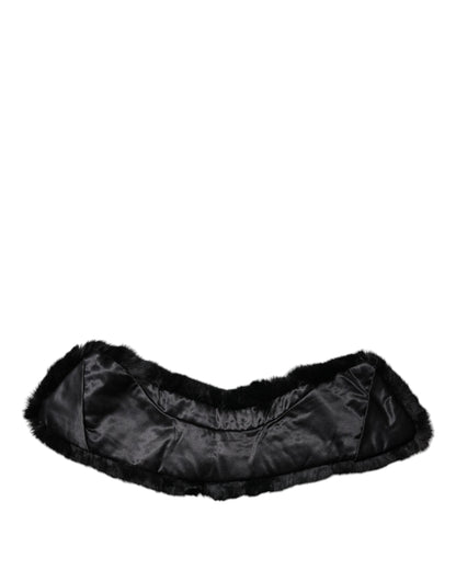 Bufanda de cuello para mujer con cuello de piel de cordero negra