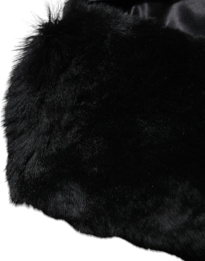 Bufanda de cuello para mujer con cuello de piel de cordero negra