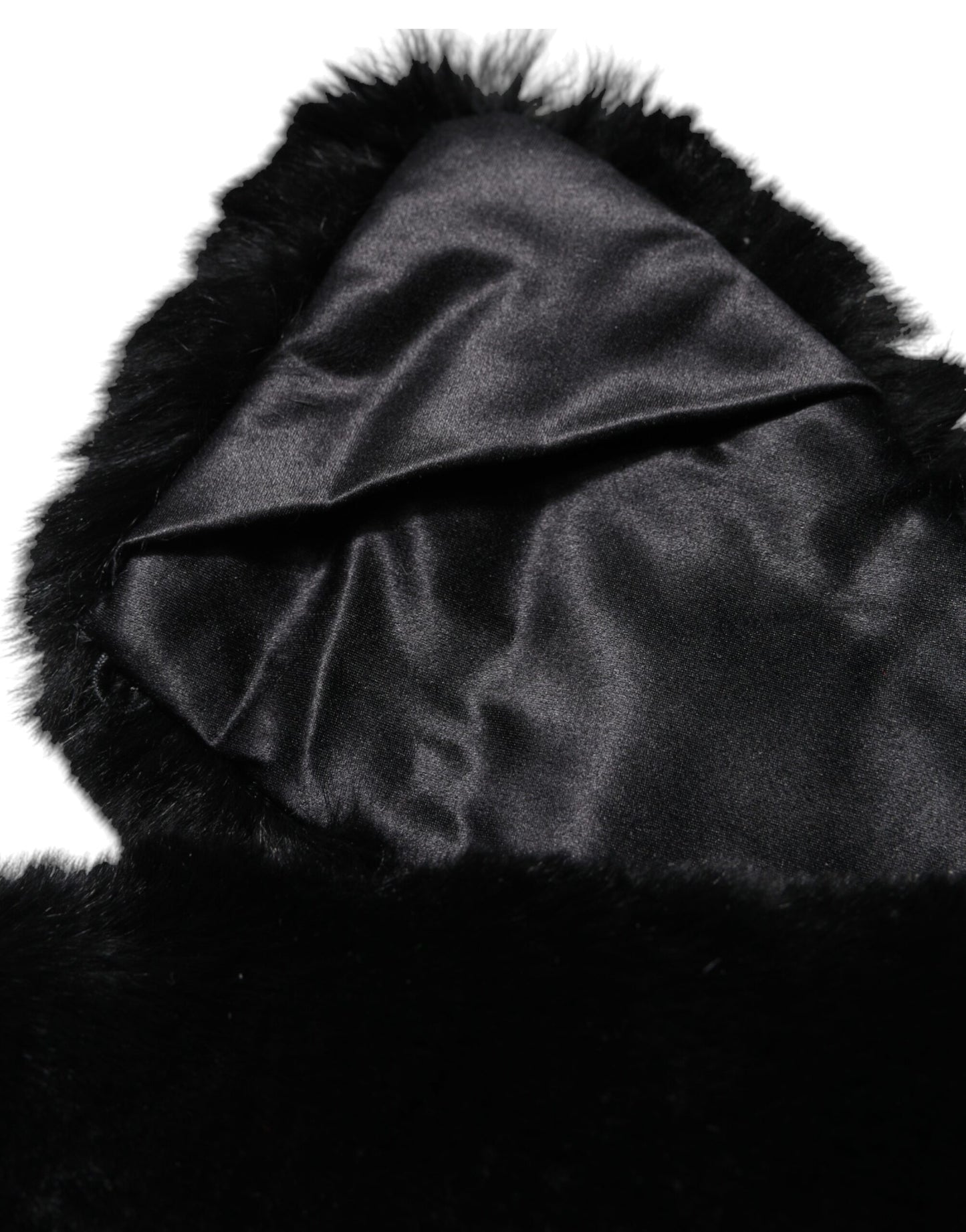 Bufanda de cuello para mujer con cuello de piel de cordero negra