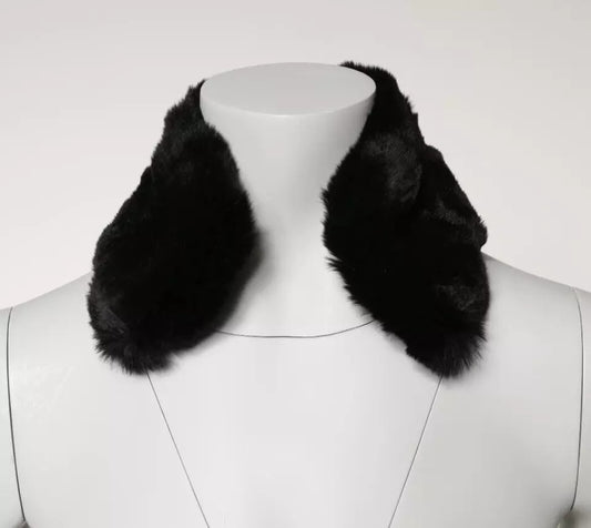 Bufanda de cuello para mujer con cuello de piel de cordero negra