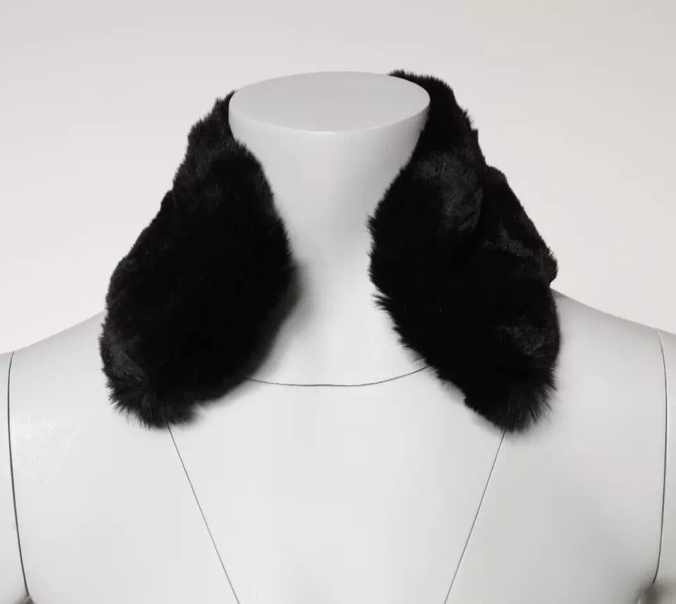 Bufanda de cuello para mujer con cuello de piel de cordero negra