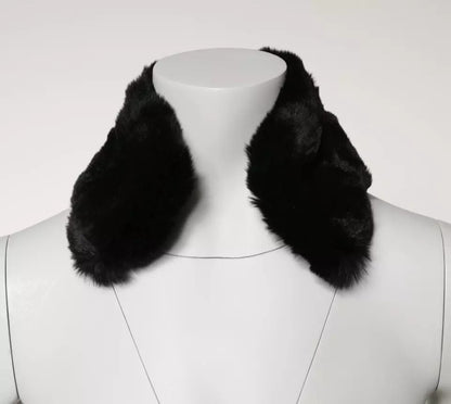 Bufanda de cuello para mujer con cuello de piel de cordero negra