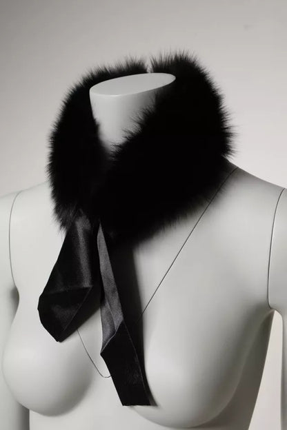Bufanda tipo chal de piel negra con cuello de hombro