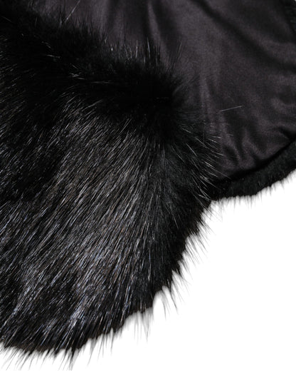 Bufanda de cuello tipo chal de piel negra