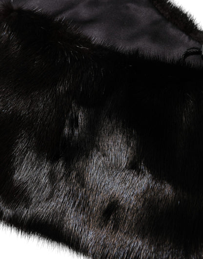 Bufanda de cuello tipo chal de piel negra